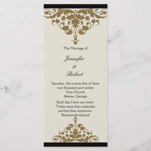 Programme Ivory Black and Gold Mariage damassé (Devant)