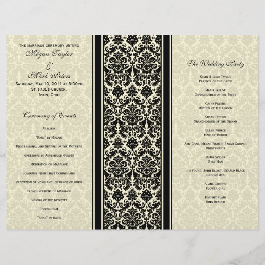 Programme Ivory et Black Mariage damassé (Dos)