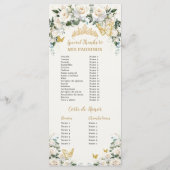 Programme Ivory White Floral Quinceañera Ordre des événement (Dos)