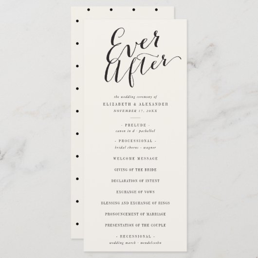 Programme Jamais après Calligraphie Script Classic Mariage (Devant / Derrière)