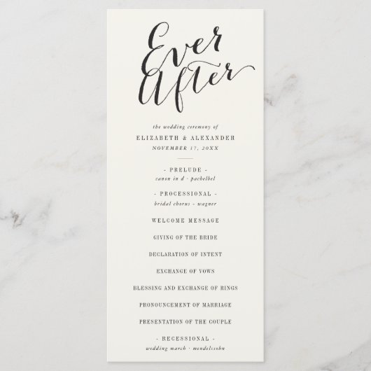 Programme Jamais après Calligraphie Script Classic Mariage (Devant)