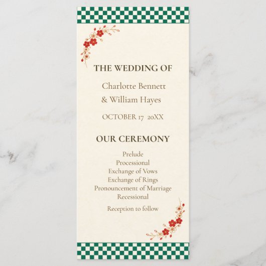 Programme Japanese Sakura Ichimatsu Wedding Program (Devant)