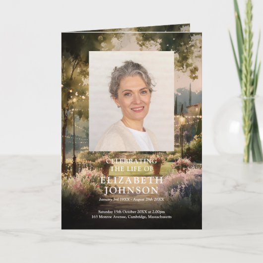 Programme Jardin de campagne Ordre de service funéraire mémo (Devant)
