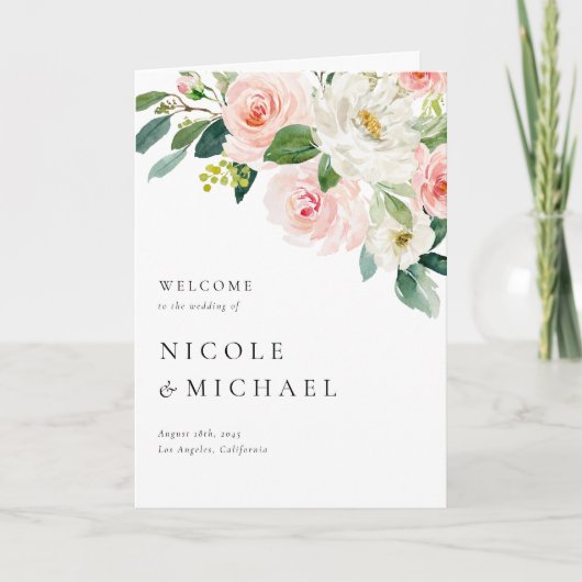 Programme Jardin de fleurs aquarelles Mariage de printemps (Devant)