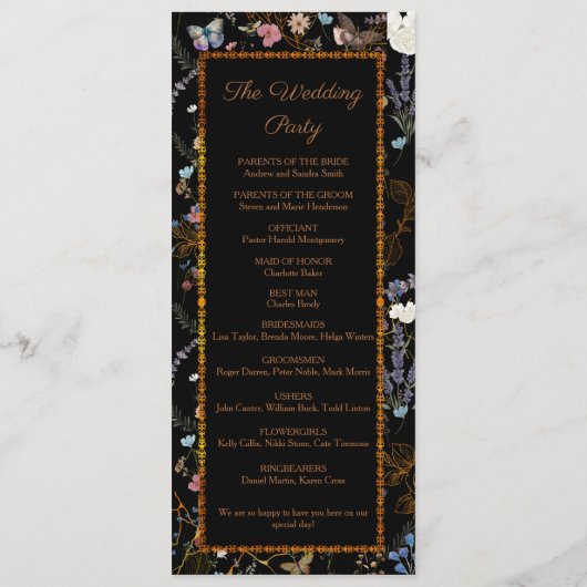 Programme Jardin du papillon noir floral Boho (Dos)