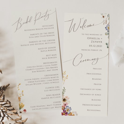 Programme Jardin Fleur sauvage coloré | Mariage beige