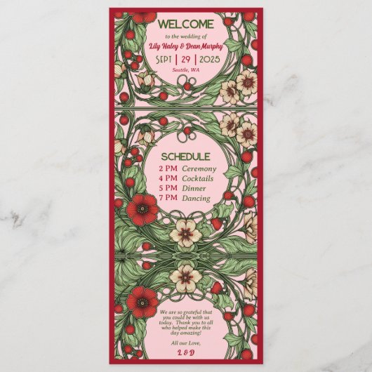 Programme Jardin vintage Art nouveau Mariage (Devant)