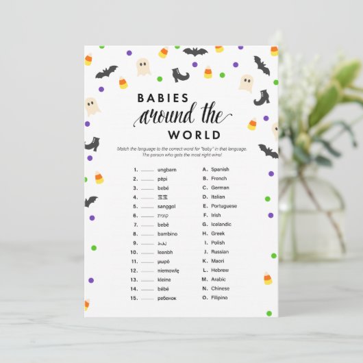 Programme Jeu de baby shower à thème Halloween (Debout devant)