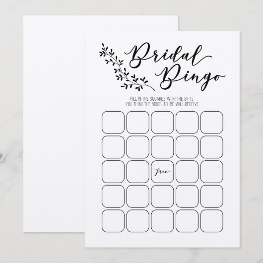 Programme Jeu de Fête des mariées de bingo nuptiale (Devant / Derrière)