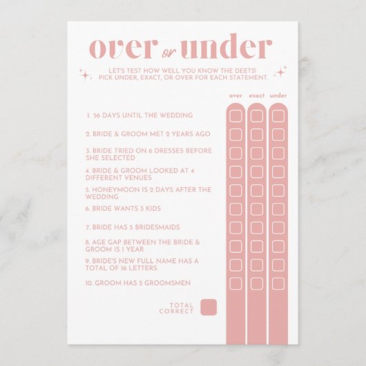 Programme Jeu de Fête des mariées - Plus ou moins (Devant)