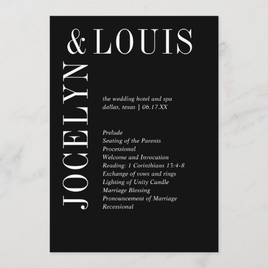 Programme Jocelyn Black Mariage moderne (Devant)