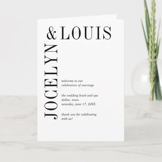Programme Jocelyn Mariage moderne noir et blanc (Devant)
