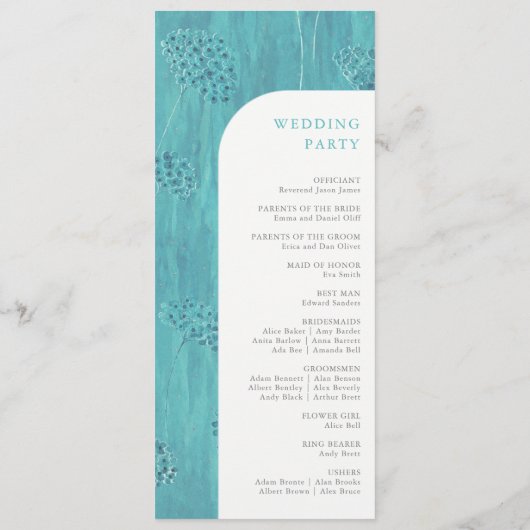Programme Joli Mariage de fleurs turquoise (Dos)