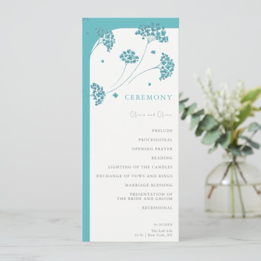 Programme Joli Mariage de fleurs turquoise (Debout devant)