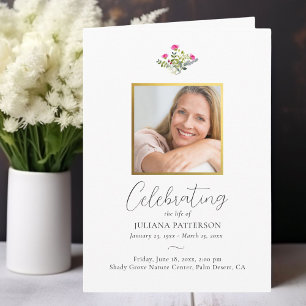 Programme Joli rose Floral Ordre de service Funérailles Phot