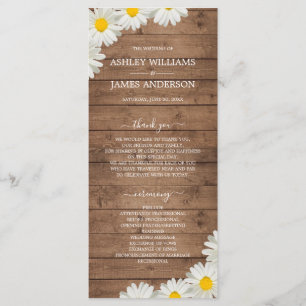 Programme Jolies marguerites Blanc Floral Rustique Bois Mari