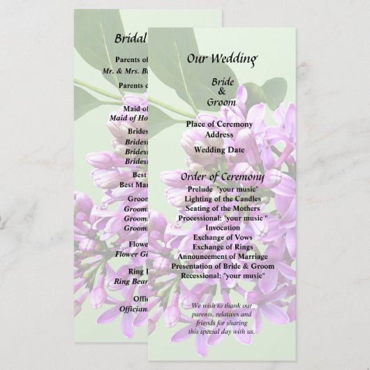 Programme Jolis lilas (Devant / Derrière)