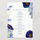 Programme Jour de Mariage Bleu Fleur Sauvage Moderne (Dos)