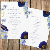 Programme Jour de Mariage Bleu Fleur Sauvage Moderne