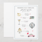 Programme Jour de mariage illustré à l'aquarelle mignon (Devant / Derrière)