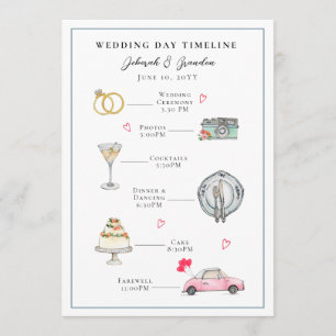 Programme Jour de mariage illustré à l'aquarelle mignon