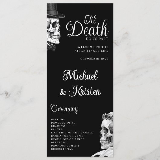 Programme Jusqu'à ce que la mort nous sépare Gothique Crânes (Devant)