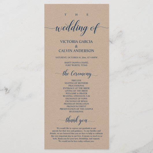 Programme Kraft Brown, bleu marine classique, cérémonie Mari (Devant)