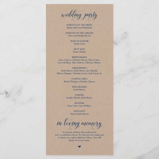 Programme Kraft Brown, bleu marine classique, cérémonie Mari (Dos)