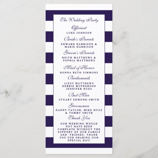 Programme La collection de Mariages à rayures de la marine m (Dos)