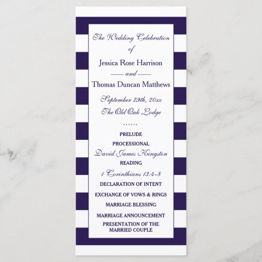 Programme La collection de Mariages à rayures de la marine m (Devant)