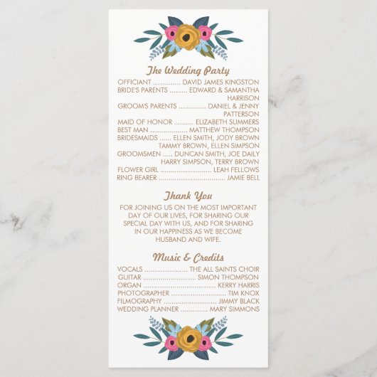 Programme La collection de Mariages blancs à couronne de fle (Dos)