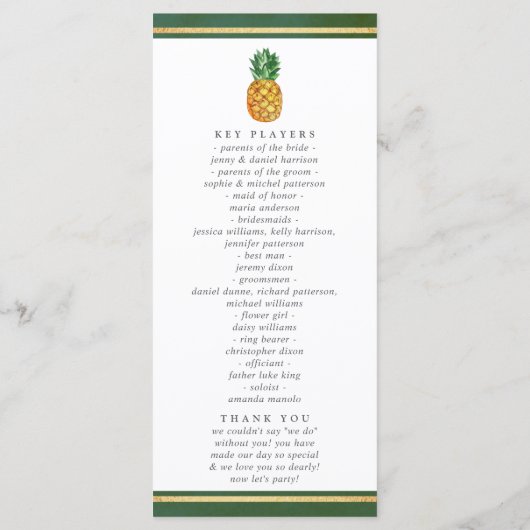 Programme La collection de Mariages d'ananas tropicaux (Dos)