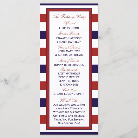 Programme La collection de Mariages d'Ancres nautiques Red & (Dos)