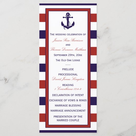 Programme La collection de Mariages d'Ancres nautiques Red & (Devant)