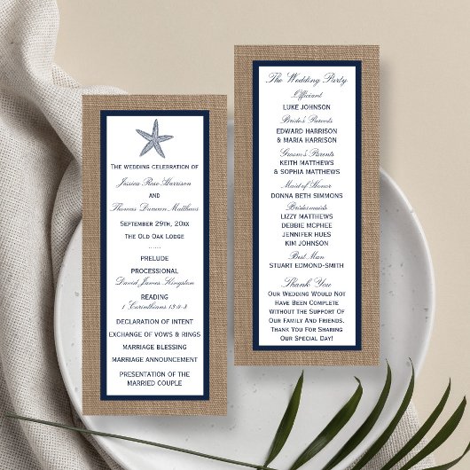 Programme La collection de mariages de la marine Starfish Bu