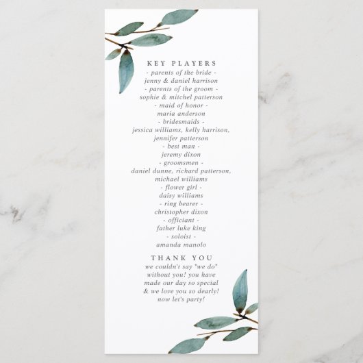 Programme La collection de Mariages de liss botaniques (Dos)