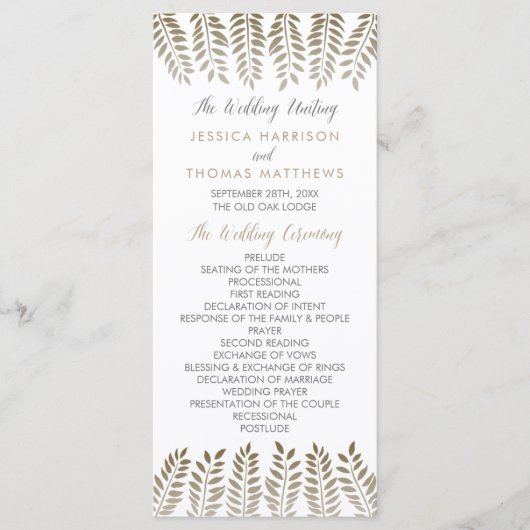 Programme La collection de Mariages Monochrome Fern Woodland (Devant)