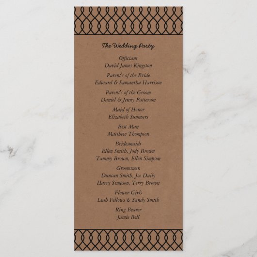 Programme La collection de Mariages Whimsical Kraft moderne (Dos)