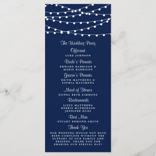 Programme La Collection Mariage Bleu Marine Lights (Dos)