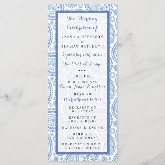 Programme La collection Mariage moderne Paisley - Bleu (Devant)