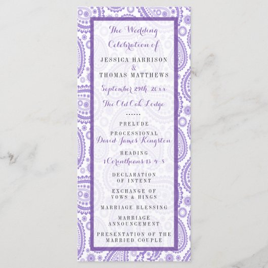 Programme La collection Mariage moderne Paisley - Purple (Devant)