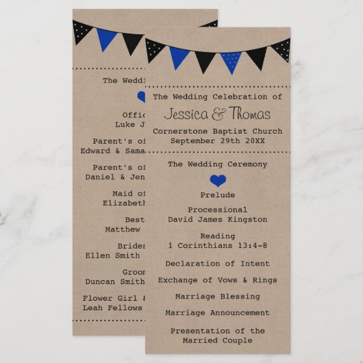 Programme La collection moderne de Mariages de Bunting Bleu (Devant / Derrière)