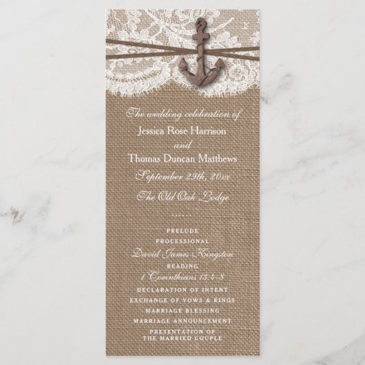 Programme La collection Rustique de Mariages d'Ancres nautiq (Devant)