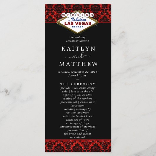 Programme La Parties scintillant Damask Las Vegas Mariage Co (Devant)