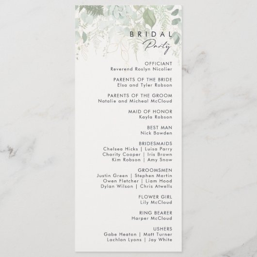 Programme La verdure et la feuille d'or | Dark Navy Wedding (Dos)