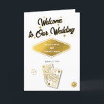 Programme Las Vegas Casino Mariage Commande de service Gold<br><div class="desc">Un design mariage à thème unique dessiné à la main par Las Vegas Casino. Destination moderne Las Vegas, Nevada thème mariage avec cartes à jouer, casino de jeux d'argent illustrations à thème. Un faux or Las Vegas mariage commande de service carte de programme design idéal pour les mariages à thème...</div>