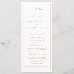 Programme Lauren Rose Gold Monogramme Mariage élégant