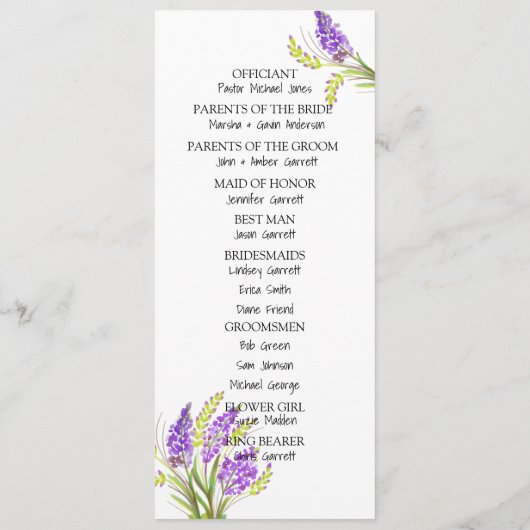 Programme Lavande d'aquarelle et fleurs vertes (Dos)