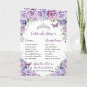 Programme Lavande Violet Floral Quinceanera Événements Padri (Dos)