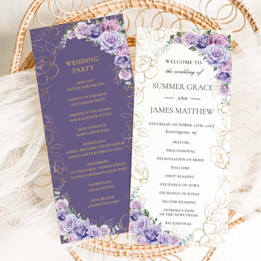 Programme Lavande violette Lilac Ligne Art Mariage Floral